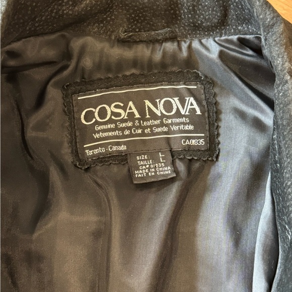Vintage Cosa Nova Suede Leather Moto Jacket - Size L (Fits like‎ a S/M) - Black - Picture 8 of 10